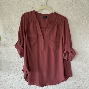 Torrid Harper Georgette Pullover 3/4 Sleeve Blouse size 0 mauve